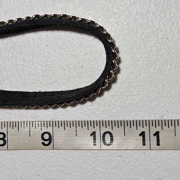 Goth Black Leather Silver Tone Chain Adjustable Snap Necklace Steampunk Jewelry - Picture 5 of 5